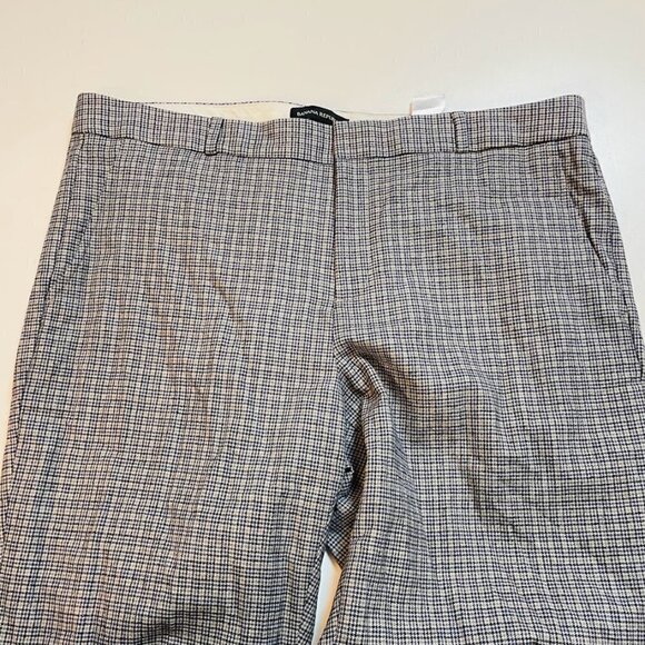 Banana Republic Pant Trouser Wool Plaid Grey Blue Stretch Lined Herringbone 14 - Picture 3 of 13